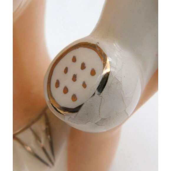 Ceramic Lady Head Vase Phone Telephone Girl Blonde Hair Planter 6" FLAW - Picture 2 of 7